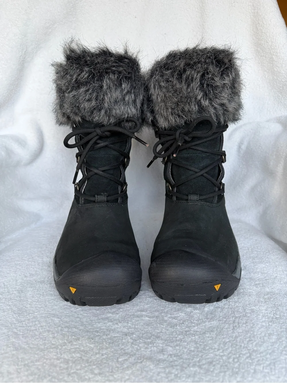 KEEN Helena Women's Waterproof Insulated Leather Boots Faux Fur Lace Up Size 7